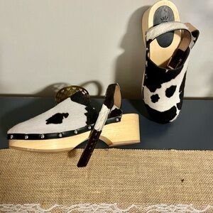 Cowhide Patterned Free People cow clogs